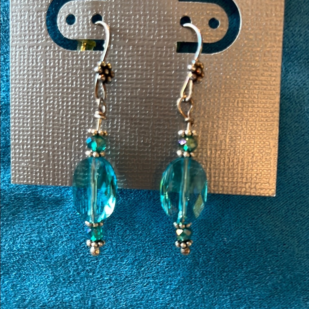 Elegant Aqua and Silver Earrings